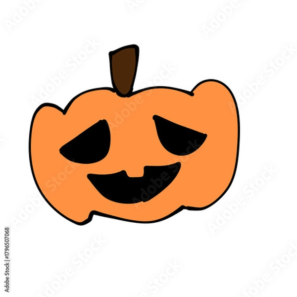 Obraz Hand Drawn Pumpkin Illustration with Black Background