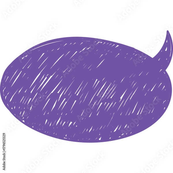 Fototapeta Purple Hand Drawn Speech Bubble With Tail On Transparent Background Simple Communication Icon Representing Thoughts Or Dialogue