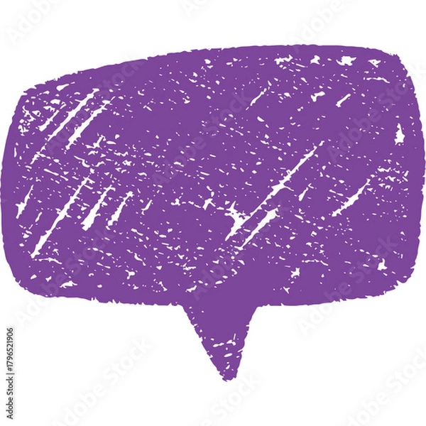 Fototapeta Purple Hand Drawn Speech Bubble With Transparent Background and Textured Effect