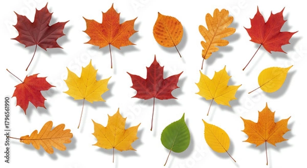 Fototapeta Assorted autumn leaves seasonal foliage