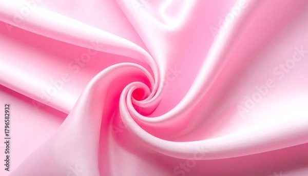 Fototapeta Pink, flowing fabric swirls inward, creating a soft vortex