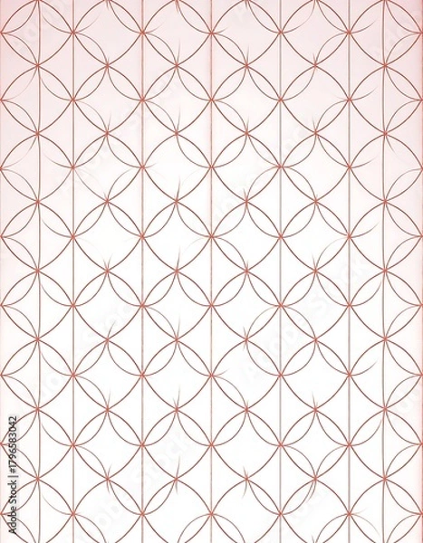Fototapeta Pink lattice of intersecting circles creates a repeating, textured pattern