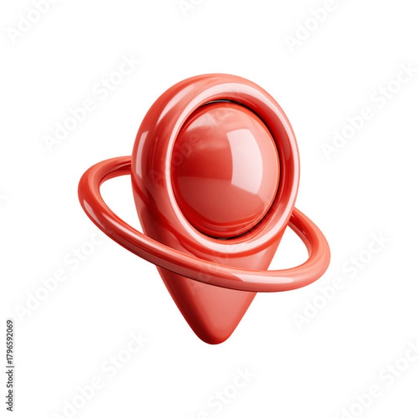 Obraz 3d red location pin icon with orbital ring