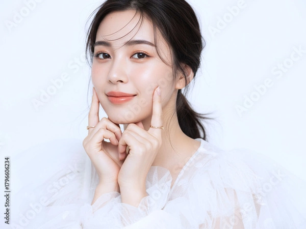 Obraz アジア系 若い女性のうるおい肌・スキンケアイメージ