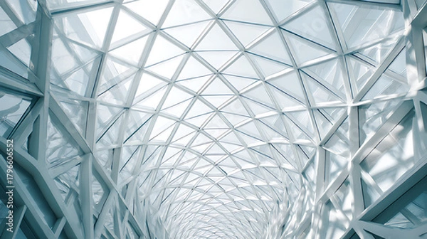 Obraz Geometric glass ceiling structure with intricate framework architecture