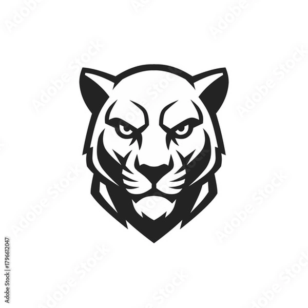 Fototapeta Bold panther head logo in vector design for sports team or brand identity, conveying strength, agility, and fierce determination with a modern, impactful style