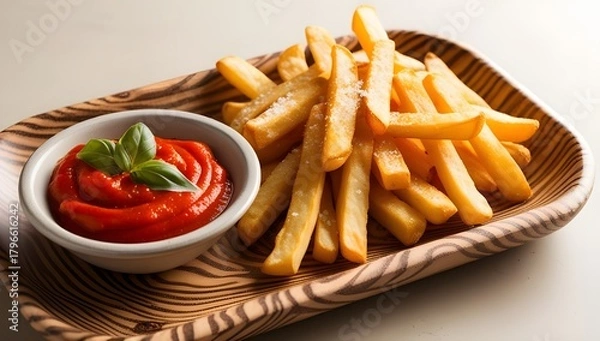 Fototapeta french fries with ketchup, french fries and ketchup, french fries with tomato sauce