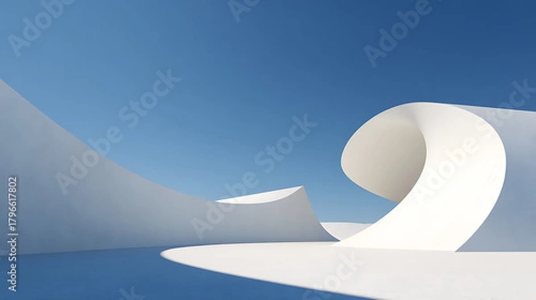 Fototapeta White curves against blue sky abstract architecture