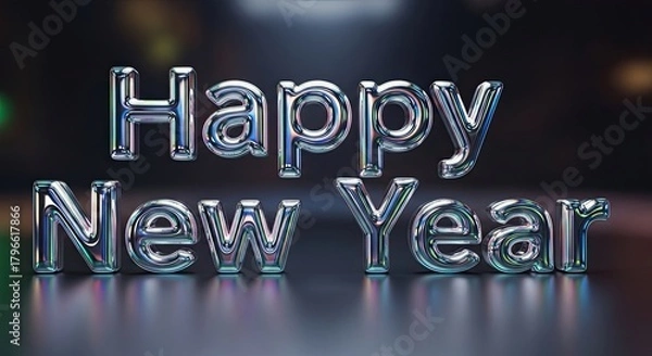 Obraz Happy New Year Silver Text Display