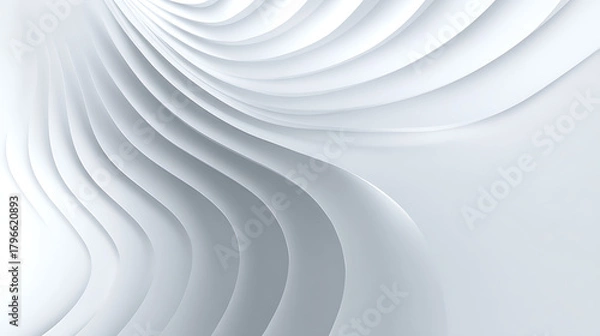Obraz Flowing white curves creating a smooth abstract pattern with soft shadows background