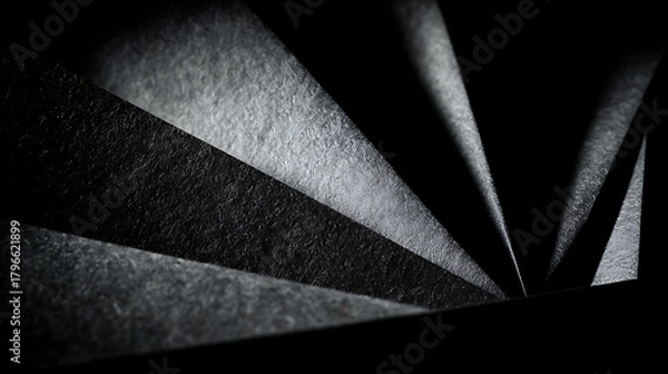 Obraz Abstract dark paper folds with textured light background black