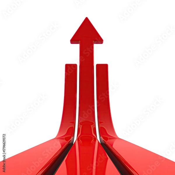 Obraz Three Red Arrows Ascending Upwards On A Black Background Representing Growth And Success With Copy Space For Text