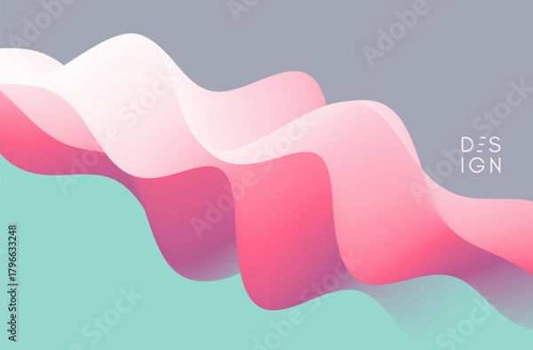 Fototapeta 3D abstract wavy background. Dynamic wave. Vector illustration for banner, flyer, brochure, booklet or presentation.