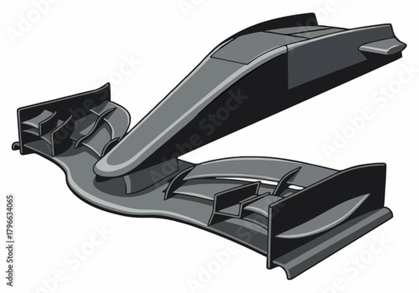 Fototapeta Vector illustration aerodynamic component race car front wing element isolated white background graphic resource design engineering concept