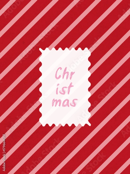 Fototapeta Christmas Greeting Card with stripes