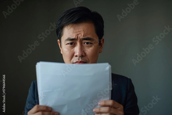 Obraz Worried Expression While Reading a Document