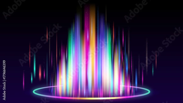 Obraz カラフルな光が立ち昇る未来的エフェクトの背景