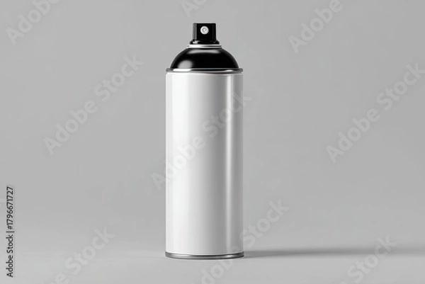 Fototapeta Empty spray can, white, black nozzle, simple design