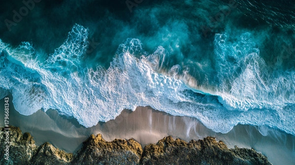 Fototapeta Panoramic View of Endless Ocean and Gentle Waves