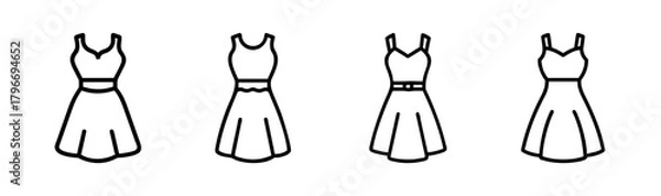 Fototapeta Simple line art midi dresses featuring a-line skirts and spaghetti straps set