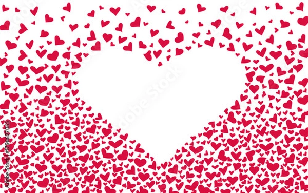 Fototapeta Romantic holiday background heart frame with a place for heart-shaped text on white, valentine card, vector illustration. Template for postcards, invitations, greetings, posters, banners, weddings