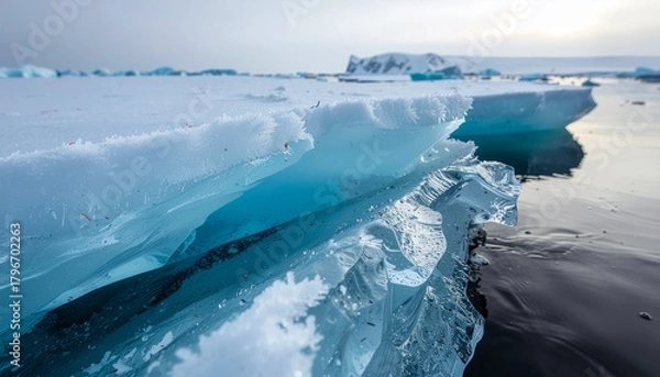 Fototapeta Microplastic Fibers Trapped in Polar Ice Layers