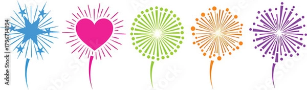 Obraz Colorful stylized fireworks collection Vector