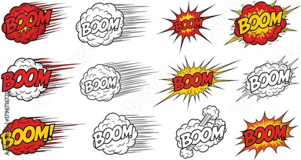 Obraz Comic book boom sound effects collection Vector