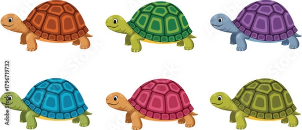 Obraz Colorful cartoon turtles collection Vector
