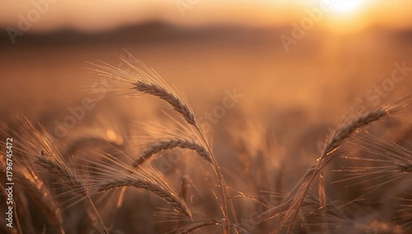 Fototapeta Golden Hour Field. A Study in Warm Tones and Soft Focus, Natures Abstract Art.