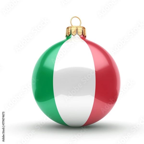 Fototapeta 3D rendering Christmas ball with the flag of Italy