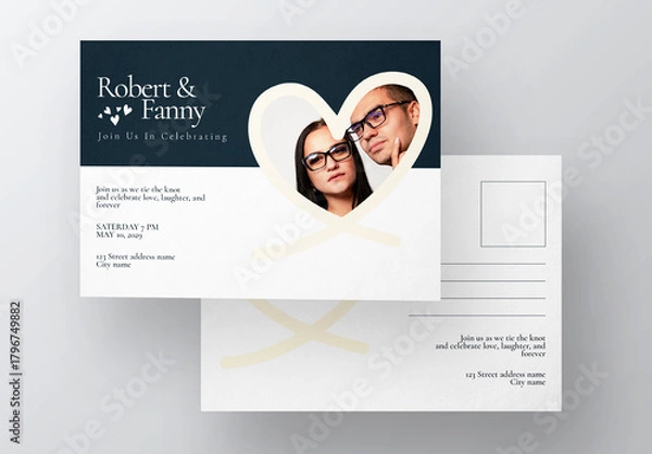 Fototapeta Wedding Post Card Template Layout