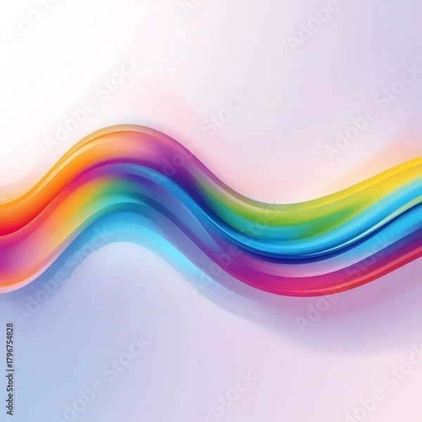 Fototapeta Vibrant abstract rainbow wave with smooth gradient on light background.