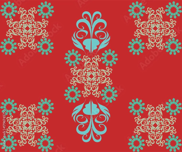 Fototapeta set of snowflakes with damask pattern 