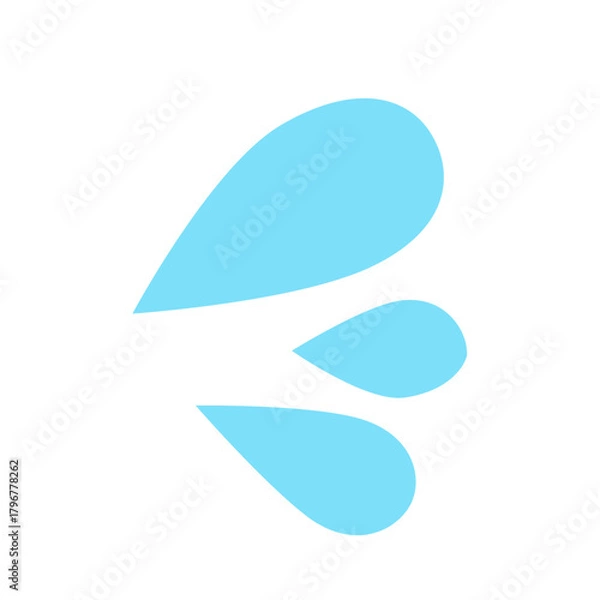 Obraz 焦りを表すマーク、水しぶきアイコン 、シンプルな水滴マーク