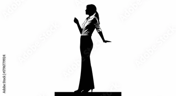 Fototapeta Silhouette of a Confident Businesswoman in Formal Attire.