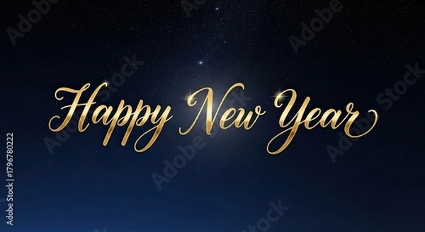 Fototapeta Sparkling Golden Happy New Year Greeting Background