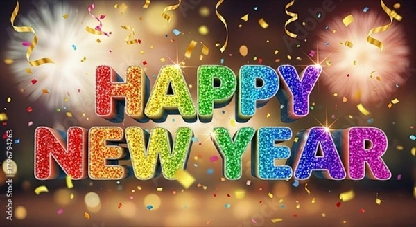 Fototapeta Happy New Year Sparkle Confetti Celebration