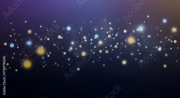 Fototapeta Elegant bokeh lights create a magical, dreamy atmosphere perfect for a festive celebration or a calming, soft backdrop, with glowing yellow and blue orbs