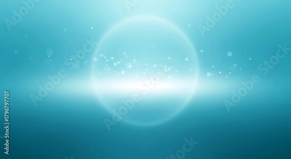 Fototapeta Dreamy aqua blue background with soft light and bokeh, perfect for wellness brands and calming visuals, creating a sense of peace and serene beauty