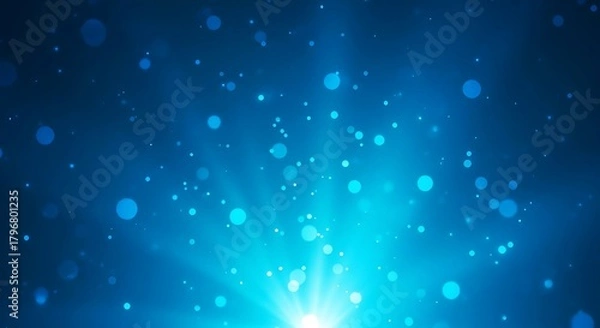 Fototapeta Dive into vibrant blue light with sparkling bokeh, perfect for a modern and elegant backdrop or captivating visual effect in your next project