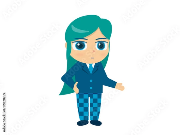 Obraz 緑の長髪のスーツ姿の青年