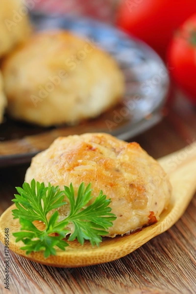 Obraz Chicken meatballs with rice and vegetables