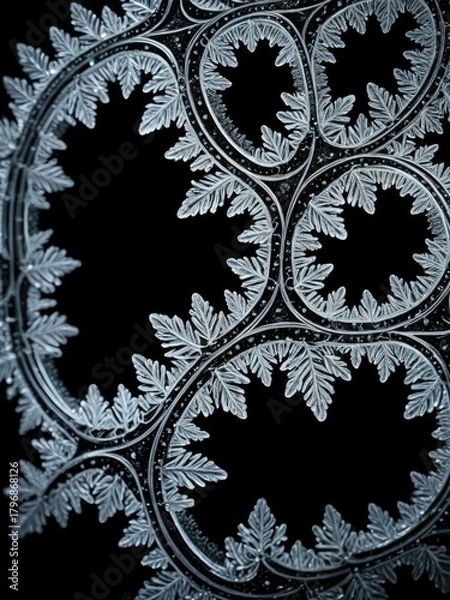 Fototapeta Intricate Frost Patterns on Glass: A Stunning Winter Abstract - Frozen Art, Ice Crystals, Cold Weather Detail