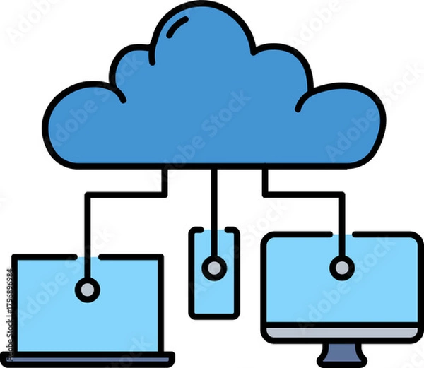 Fototapeta Cloud technology line icon