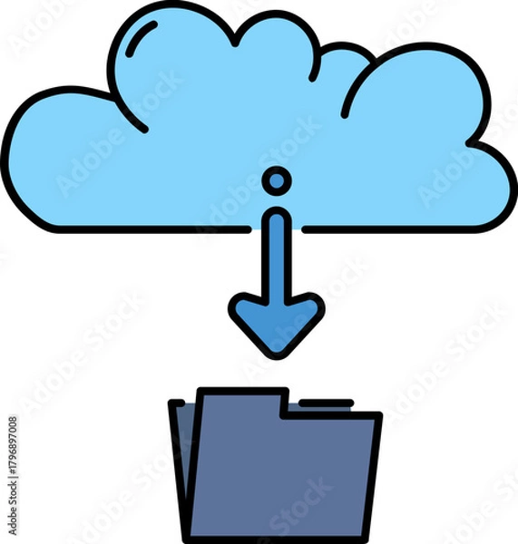 Fototapeta Data download from cloud line icon