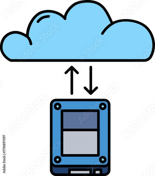 Fototapeta Cloud data transfer line icon
