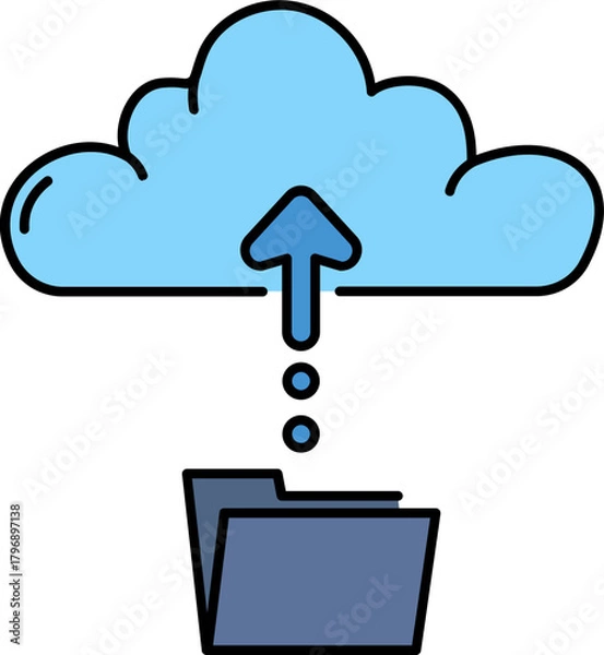 Fototapeta Data upload to cloud line icon