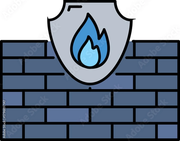 Fototapeta Firewall technology line icon