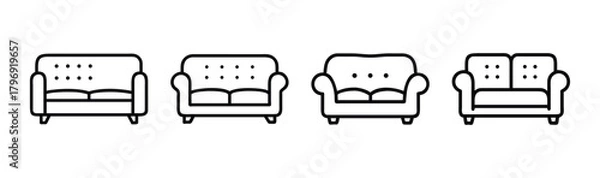 Fototapeta Modern reclining sofa vector illustration for interior design and furniture graphics